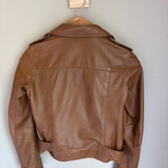 QUINCE Leather Moto Jacket – Cognac Brown – Small – NWOT - Picture 2 of 15